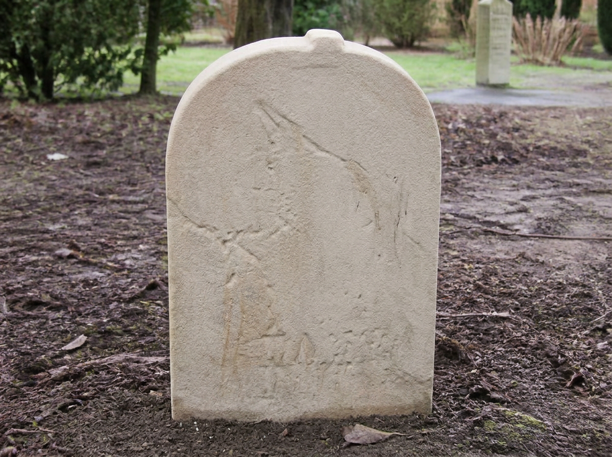 Derselbe Sandsteingrabstein nach der gründlichen Reinigung